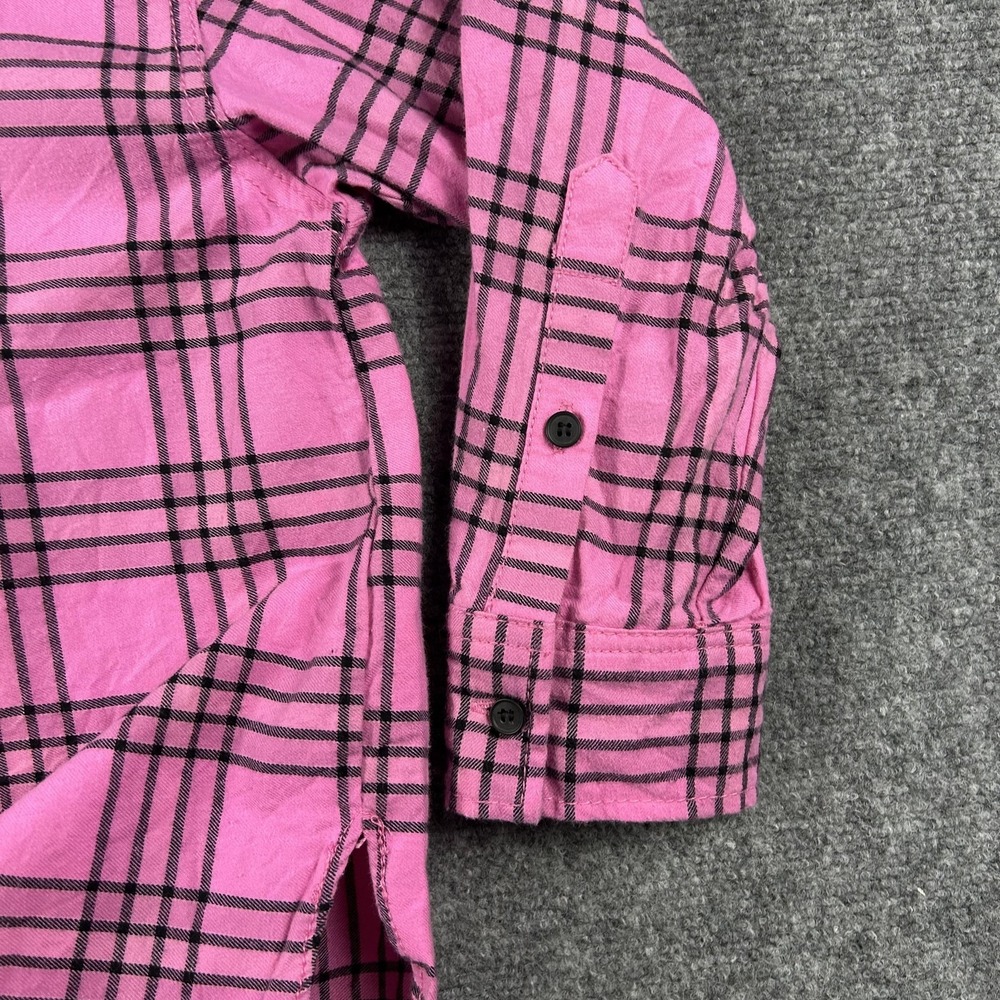 Zara Shirt Womens Small Pink Plaid‎ Flannel Button Front Long Sleeve Casual - Picture 4 of 8